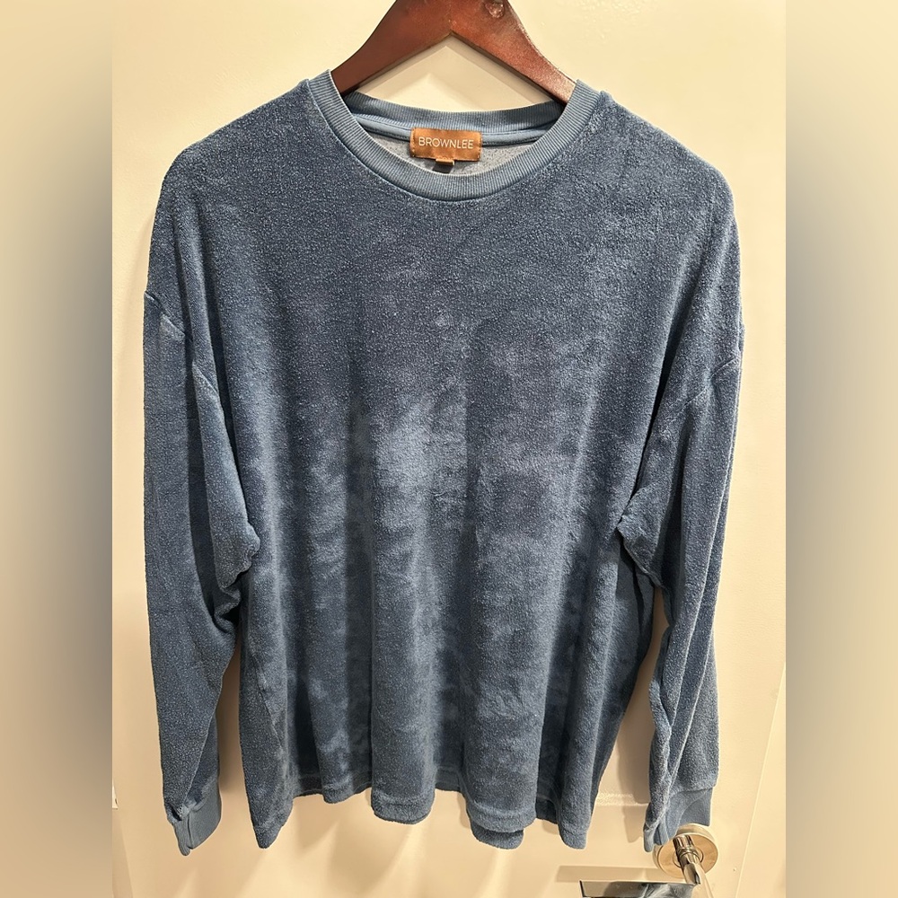 Blue Crewneck Sweater with Variegated Texture